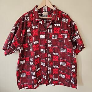 Vintage American Eagle Men's Hawaiian Shirt, Size XL Red Y2K